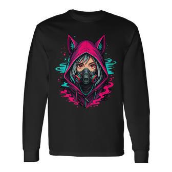 Anime Manga Cyberpunk Esthétique Techwear Harajuku Kitsune T-shirt à manches longues - Cadeauxyz