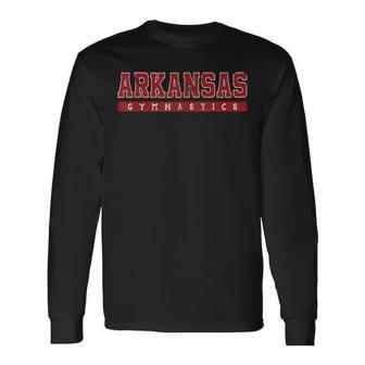 Arkansas Gymnastics Red Vintage Text Long Sleeve T-Shirt - Thegiftio UK