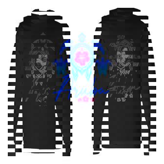 Aruba Sea Turtle Hibiscus Beach Vacation Caribbean Tank Top Long Sleeve T-Shirt | Mazezy