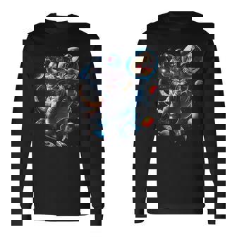Astronaut Dinosaur T Rex Outer Space Science Galaxy Universe Long Sleeve T-Shirt | Mazezy