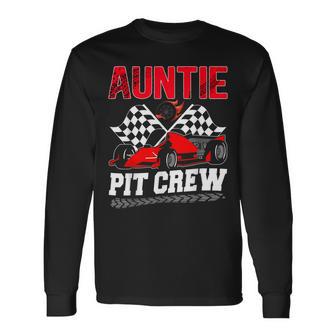 Auntie Pit Crew Racing Family Race Car Birthday Boy Long Sleeve T-Shirt - Thegiftio UK