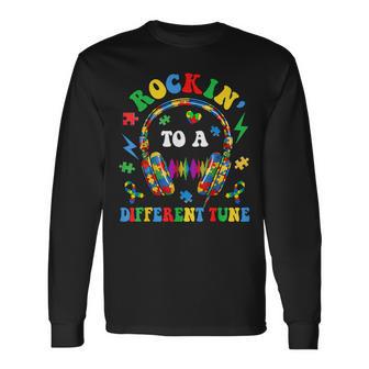 Autism Awareness Rockin To A Different Tune Gamer Boys Long Sleeve T-Shirt - Thegiftio UK