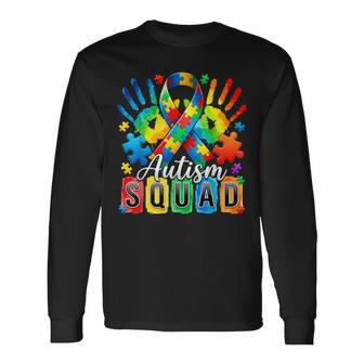 Autism Squad Puzzle Ribbon Autism Awareness Support Squad Long Sleeve T-Shirt | Seseable UK