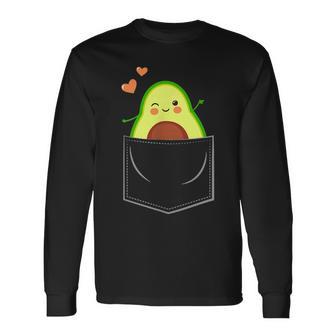 Avocado In Brusttasche -Eganer Humoregetarier Avocado Langarmshirts - Geschenkecke