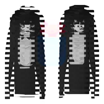 Axolotl ポケットに入った魚 両生類 ペット ホワイト アホロートル トカゲ 長袖Tシャツ - Kawaiitshirt