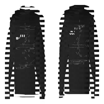 B-777 航空機設計図 長袖Tシャツ - Kawaiitshirt