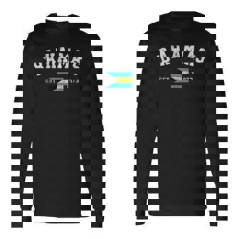 Bahamas Est 1973 Bahamian Flag Independence Day Long Sleeve T-Shirt | Mazezy