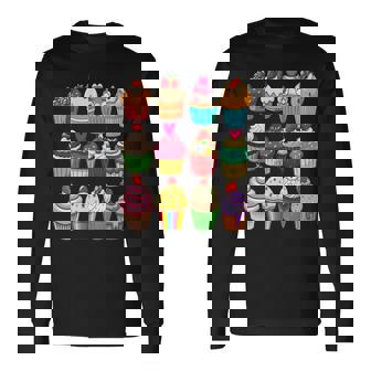 Baking Delicious Cupcake Graphics Baker Pastry Long Sleeve T-Shirt | Mazezy