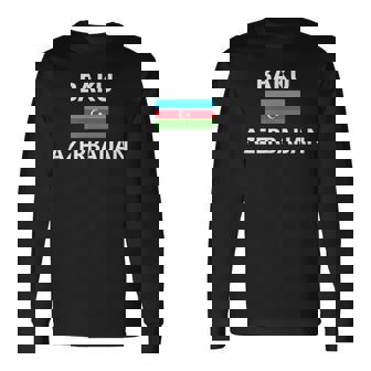 Baku Azerbaijan Flag City Country Nation Long Sleeve T-Shirt | Mazezy