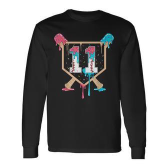 Baseball 11 Year Old Ice Cream Drip 11Th Birthday Boy Player Long Sleeve T-Shirt - Thegiftio UK