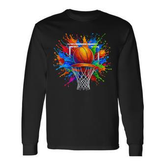 Basketball Color Splash Basketball Long Sleeve T-Shirt | Mazezy