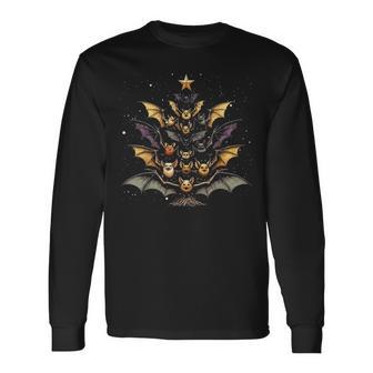 Bat Christmas Tree Bat Lover Xmas Pajamas Long Sleeve T-Shirt - Thegiftio UK