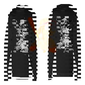 Beagle Baseball Dog Lovers Sports Player Tee Long Sleeve T-Shirt | Mazezy