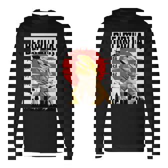 Beardzilla Bearded Dragon Art Retro Monster Lizard Long Sleeve T-Shirt | Mazezy