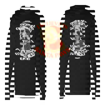 I Believe In Santa Paws Tibetan Terrier Dog Merry Christmas Long Sleeve T-Shirt | Mazezy