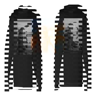 Bigfoot Selfie With Loch Ness Monster And UFO Aliens Long Sleeve T-Shirt | Mazezy