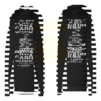 Biker Grandad Much Cooler Best Grandpa Ever Motorbike Dad Long Sleeve T-Shirt | Mazezy