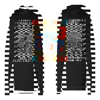 Birthday Monster Truck 3 Year Old Boys 3Rd Party Born 2023 Long Sleeve T-Shirt | Mazezy