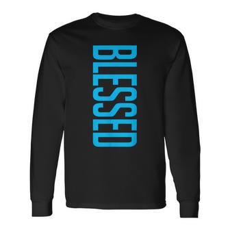 Blessed Vertical Streetwear Retro Gamma Blue Matching Long Sleeve T-Shirt - Thegiftio UK