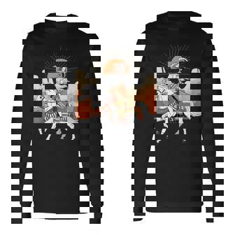 Boho Goat Rider Horse Desert Cowboy Tribal Art Long Sleeve T-Shirt | Mazezy