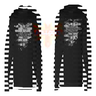 Bollocks ヴィンテージ 英国ユニオンジャック ハートペイント 飛び散り 長袖Tシャツ - Kawaiitshirt