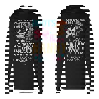 Boots Or Bows Nanny Loves You Gender Reveal Family Long Sleeve T-Shirt | Mazezy