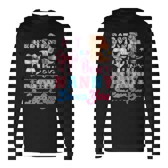 Boots Or Bows Nanny Loves You Gender Reveal Family Long Sleeve T-Shirt | Mazezy