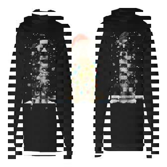 Border Collie Dog Christmas Lights Santa Xmas Pet Dog Lover Long Sleeve T-Shirt - Monsterry