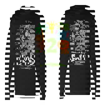 Born 2 Be Wild 2Nd Birthday Zoo 2 Year Old Boy Second Bday Long Sleeve T-Shirt | Seseable UK