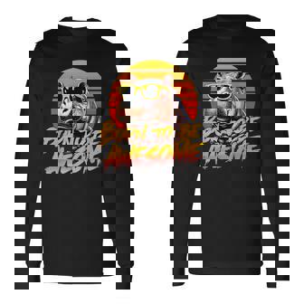 Born To Be Awesome Hippo Sunglass Retro Sunset Hippopotamus Long Sleeve T-Shirt | Seseable UK