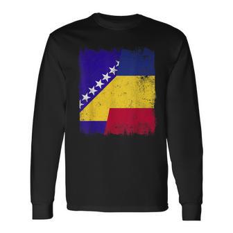 Bosnia And Herzegovina Romania Half Flag Bosnian Romanian Long Sleeve T-Shirt | Mazezy