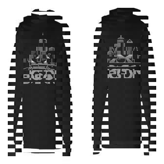 Boston Skyline Retro Vintage City Lovers Long Sleeve T-Shirt | Mazezy
