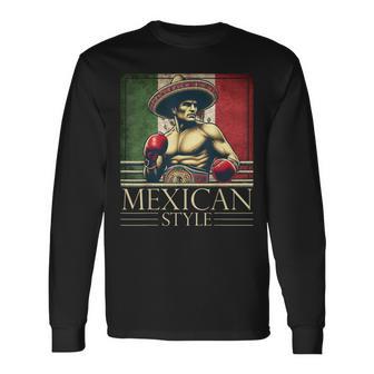 Boxeo México Mexicano Estilointage Bandera De Boxeo México Camiseta de manga larga - Regaloses