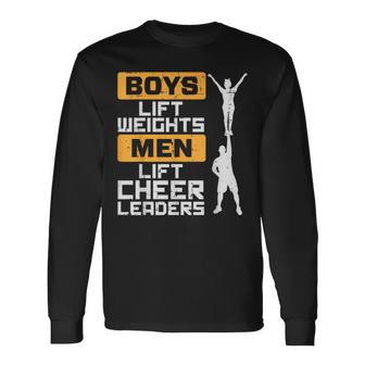 Boys Lift Weights Cheerleader Cheerleading Male Long Sleeve T-Shirt - Thegiftio UK