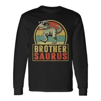 Brothersaurus T Rex Dinosaurio Brother Fiesta De Cumpleaños Dino Camiseta de manga larga - Regaloses