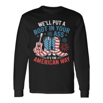 Brought To You Courtesy Of The Red White & Blue Cowgirl Usa Long Sleeve T-Shirt - Monsterry