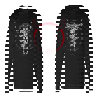 Camisa De Calavera De Toro Con Cabeza Deacaintage Regalo Retro Camiseta de manga larga - Regaloses