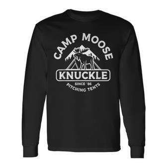 Camping Camper Camp Moose Knuckle Since '86 Pitching Tents Long Sleeve T-Shirt - Thegiftio