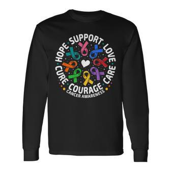 All Cancer Awareness Support All Ribbons Cancer Long Sleeve T-Shirt - Thegiftio UK