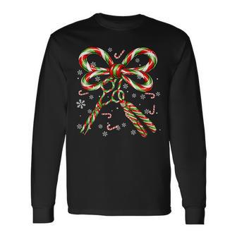 Candy Canes Bow Tie Hair Stylist Tools Christmas Baker Lover Long Sleeve T-Shirt - Thegiftio