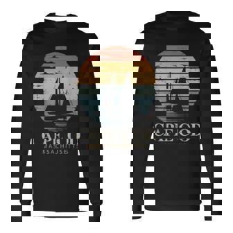 Cape Cod Vintage Sunset Retro Massachusetts Sailing Long Sleeve T-Shirt | Mazezy