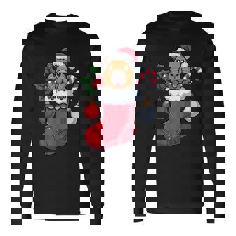 Capybara Christmas Stocking Animal Lovers Festive Holiday Long Sleeve T-Shirt - Monsterry