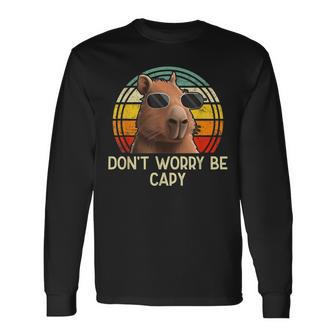 Capybara Divertido Roedor Retro Capybara Dont Be Worry Be Capy Camiseta de manga larga - Regaloses