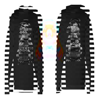 Capybara Gaming Animal Video Games Capybara Long Sleeve T-Shirt | Mazezy