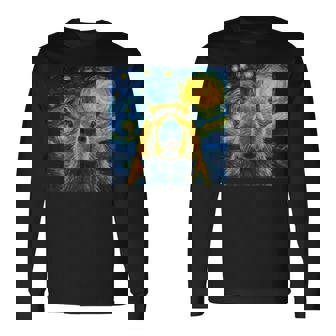 Capybara Starry Night Expressionist Art Style Long Sleeve T-Shirt | Mazezy