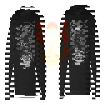 Cat Eating Ramen Kitten Anime Japan Long Sleeve T-Shirt | Seseable FR