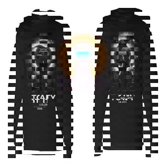 Cat Kitty Vr Totality 2026 Darkness Falls Celestial Cosmic Long Sleeve T-Shirt - Monsterry