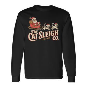 The Cat Sleigh Co Retro Christmas – Vintage Cats Long Sleeve T-Shirt - Monsterry