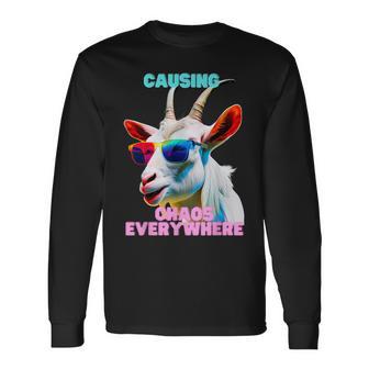 Causer Le Chaos Partout De Chèvre Excitant Drôle Et Fou T-shirt à manches longues - Cadeauxyz