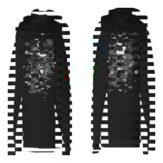 Celestial Raven Christmas Sun Moon Phases Floral Astrology Long Sleeve T-Shirt | Mazezy